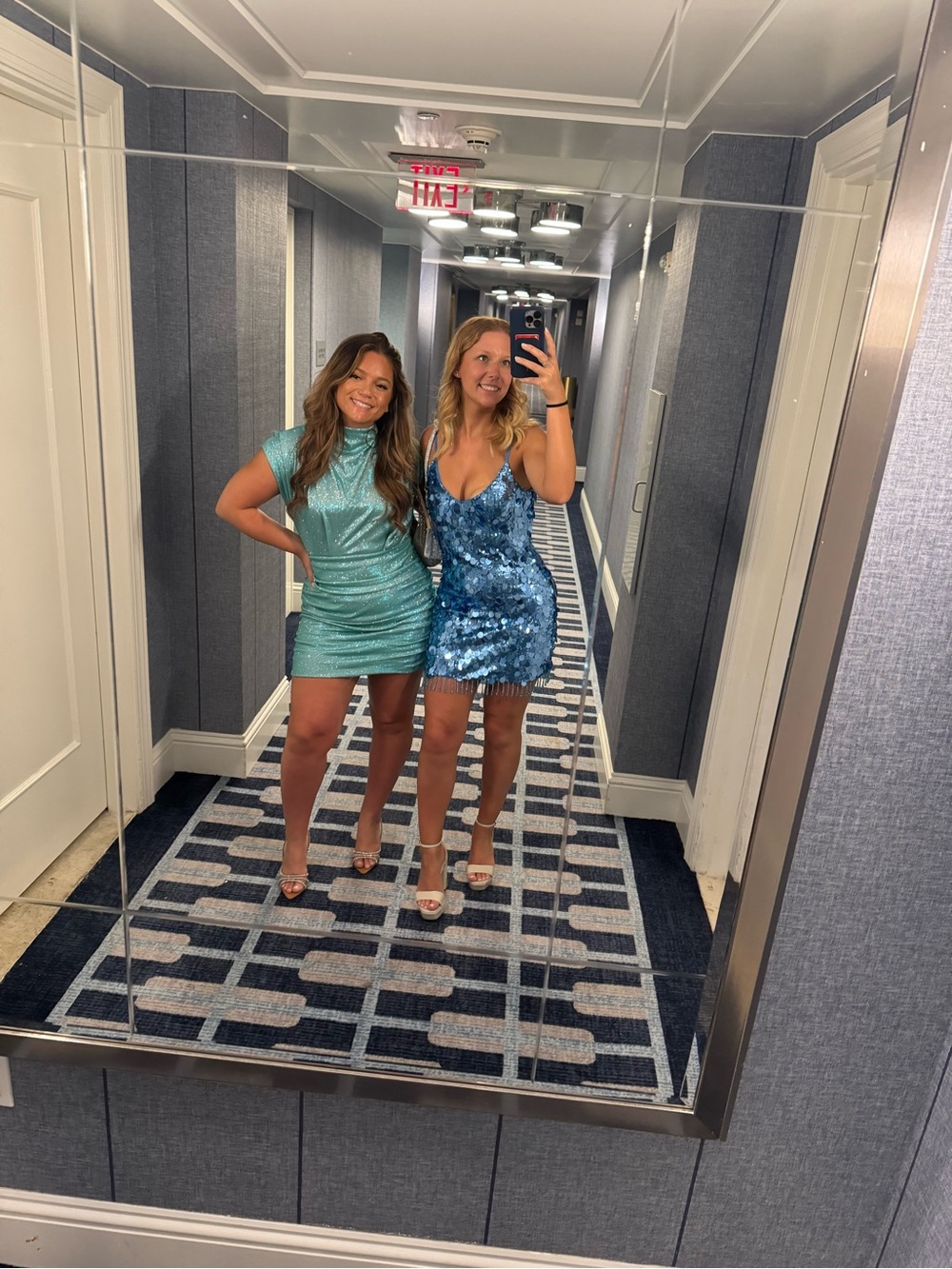 12th Tribe Blue Sequin Mini Dress with Fringe
